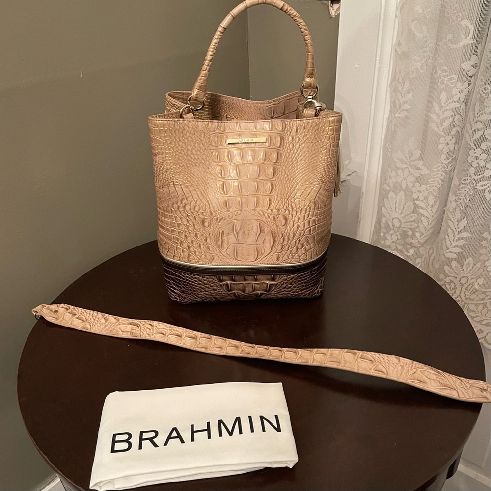 Brahmin Amelia chiffon roseleaf bucket bag